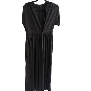 Vintage Sara Fredericks Black Jersey Wrap Maxi Dress Size M